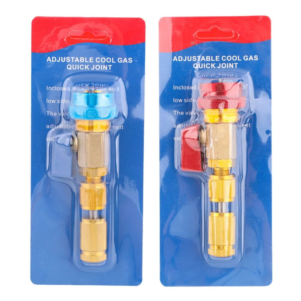 Válvula del aire acondicionado de automóviles rojo y azul